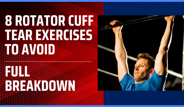 Man doing an overhead press, exercises to avoid rotator cuff injury