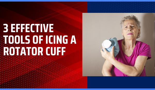Woman using ice therapy for her rotator cuff, how long to ice rotator cuff injury