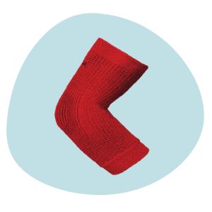 Image of a red elbow sleeve from Incrediwear. It's one of the best elbow sleeves for cubital tunnel syndrome